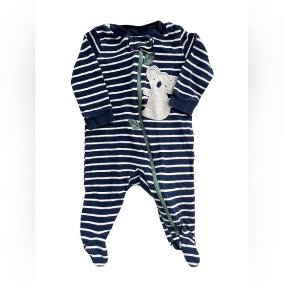 Carters Striped Navy and White Kids Footie Sleeper - Picture 1 of 1